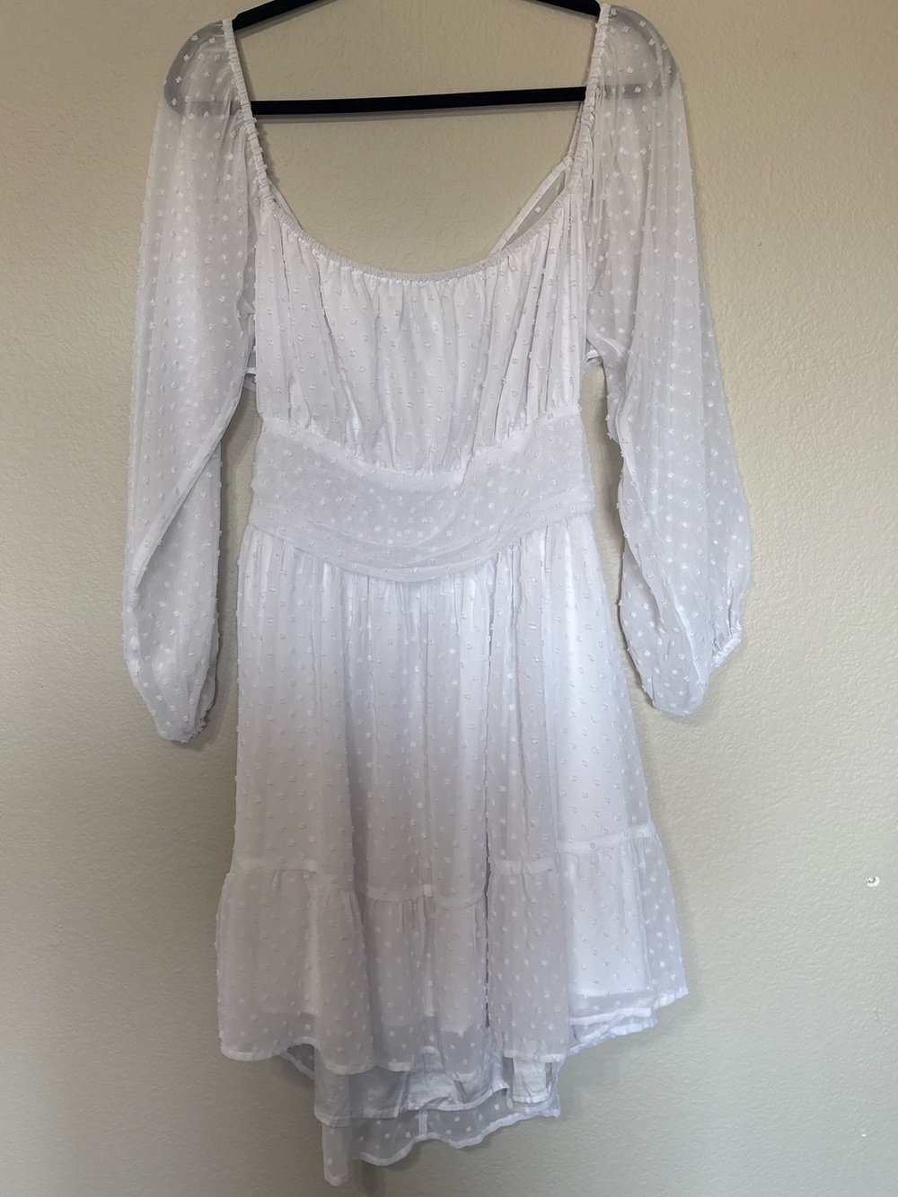 White Swiss Dot Mini Dress
